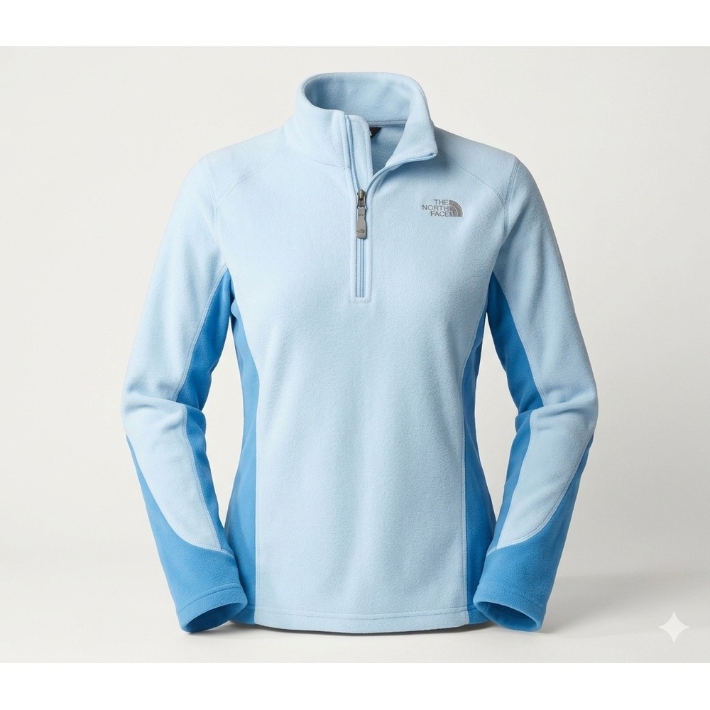 The North Face Glacier 2 Tone Blue 1/4 Zip Girl's Long Sleeve Jacket. Size 14/16